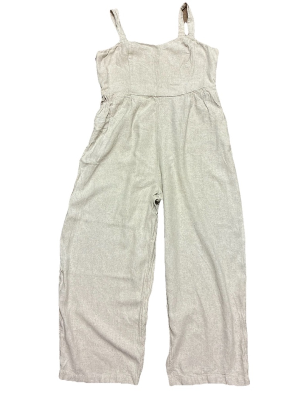 Old Navy Linen Blend Wide Leg Jumpsuit XL Beige Adjustable Straps